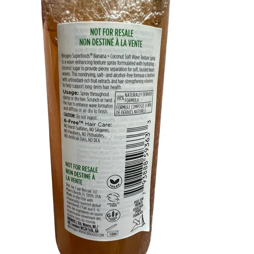 Briogeo Superfoods Banana + Coconut Soft Wave Texture Spray New 5.75 fl oz Rare